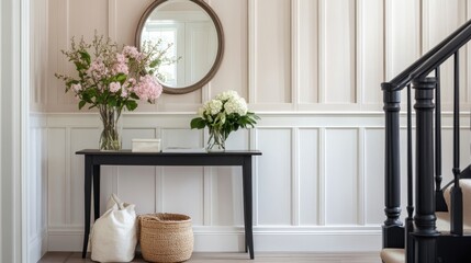 Fototapeta premium Elegant Entryway Decor with Pink and White Flowers