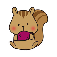 さつまいもを食べるリス