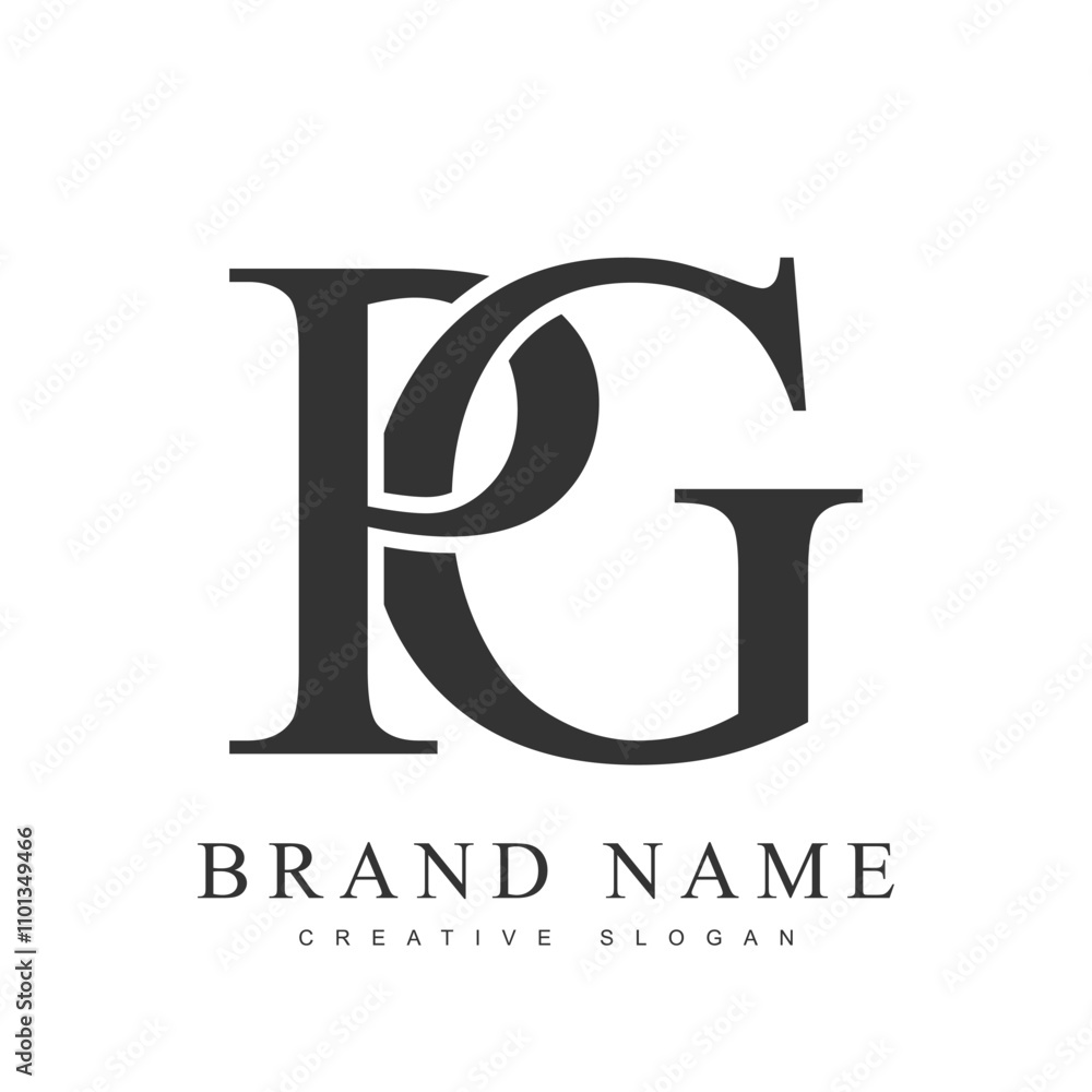 Fototapete pg trendy logotype template. initial letter p and g classic font style. creative logo for company na
