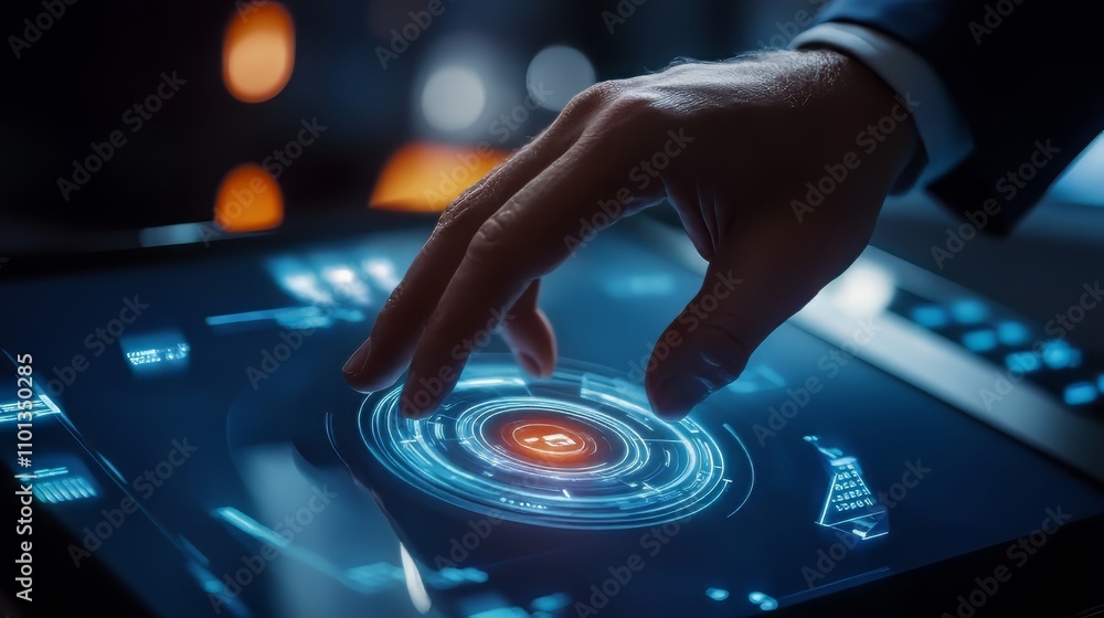 Poster risk management businessman touching virtual risk level indicator from low to high for financial and
