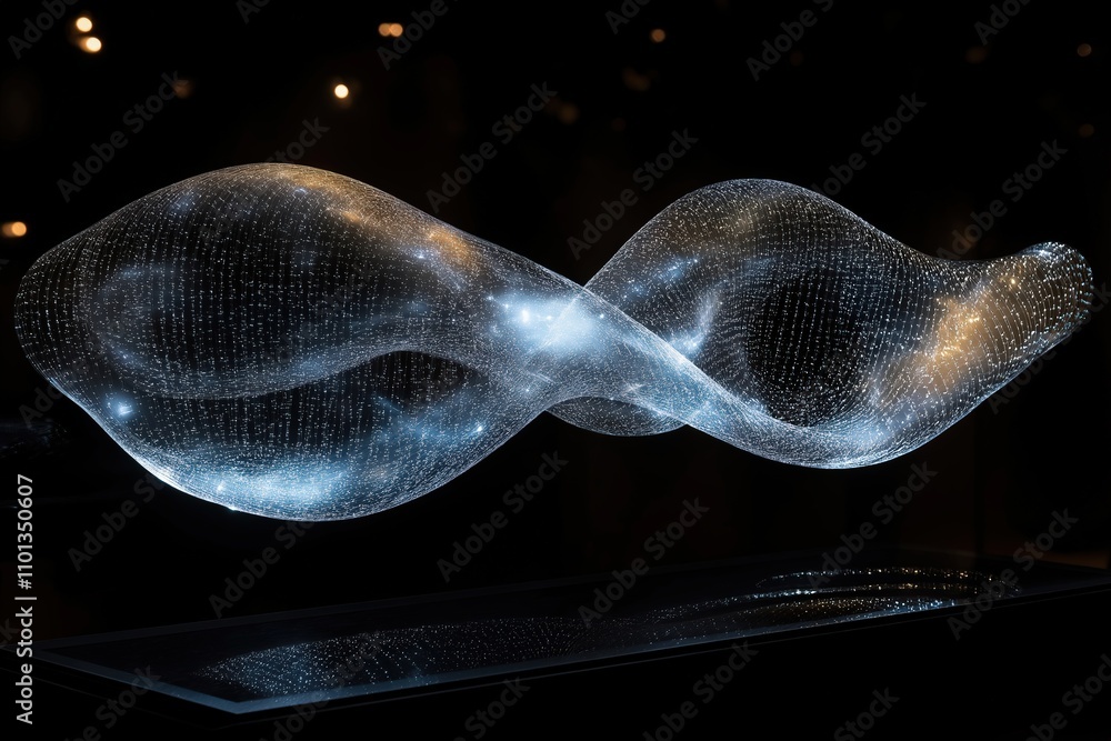 Poster beautiful light sculpture in a dark setting showcasing mesmerizing flowing patterns