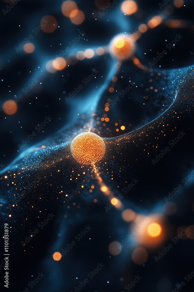 Poster exploring the intricate connections of neural networks in a digital universe