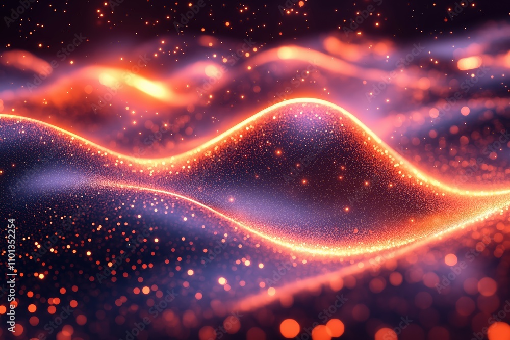 Poster dynamic waves of glowing particles create an ethereal atmosphere at night