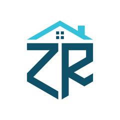 ZR House Logo Design Template. Letter ZR Logo for Real Estate, Construction or any House Related Business