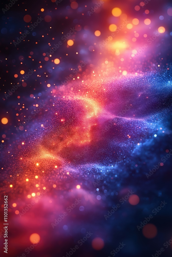 Aufkleber vivid cosmic abstract with glowing colors and swirling patterns in a dark background