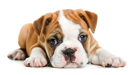 Obraz premium photograph of Bulldog puppy, isolated on white