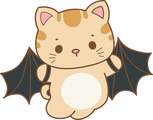 Illustration of cute kitty halloween icon.
Funny halloween cat in daily activities elements.
