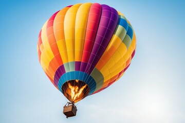 Fototapeta premium Colorful hot air balloons flying high in a clear blue sky