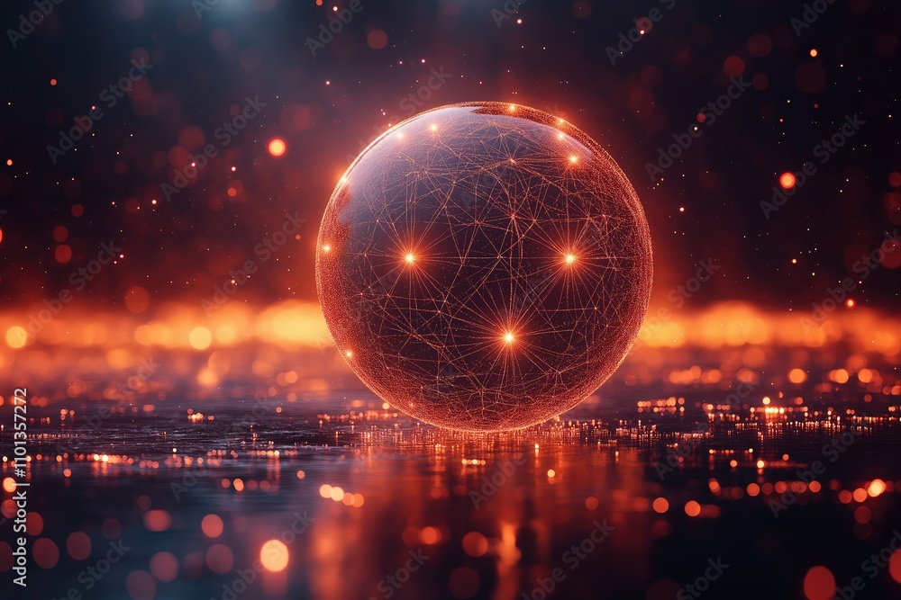 Poster visual representation of artificial intelligence with glowing network connections and vibrant colors