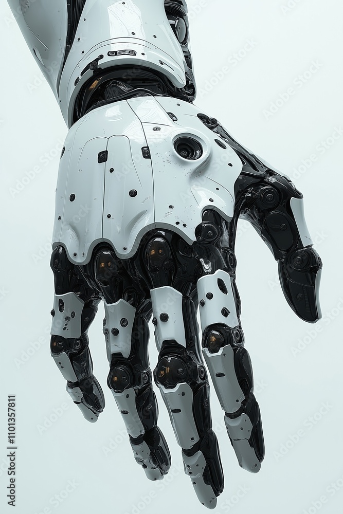 Aufkleber robotic hand showcasing advanced mechanics and design in a futuristic setting
