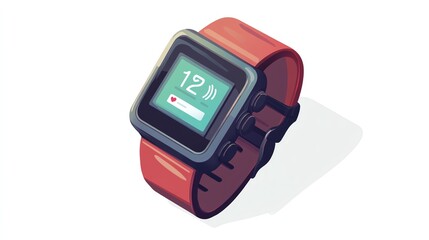 a 2D cartoon illustration of a smartwatch displaying notifications, stylish and smart, white background--ar 16:9