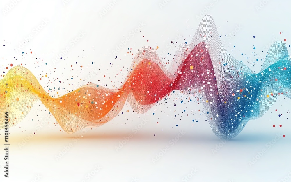Aufkleber 3drendered abstract financial chart with colorful data points, flowing analytical graph, minimal whi