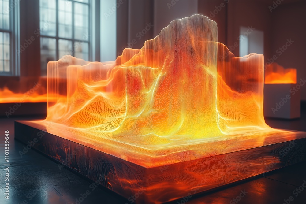 Poster dynamic display of color and light showcases an abstract landscape