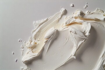 Creamy white frosting swirled on a flat surface showing texture and sheen in natural light