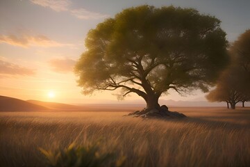 This view is tree in the morning sunrise, this nature view providing positive energy, including relaxing fell,