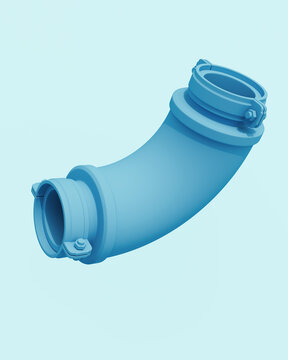 Blue pipes tubes abstract pale background bend neutral monochrome soft tones pastel 3d illustration render