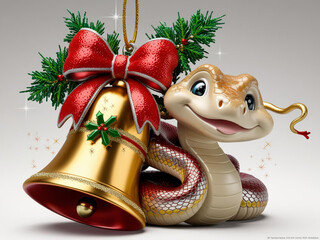 christmas bells with toy cute snake