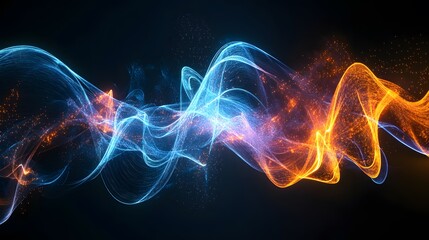Obraz premium Abstract Blue and Orange Energy Wave Flowing