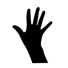 Obraz premium Black silhouette of human hand. Vector gesture illustration. Concept of communication and expressions. Index, middle, ring, little fingers and thumb