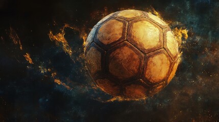 Fototapeta premium Football soars through air. Generative AI