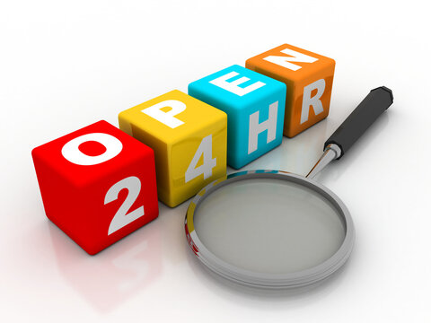 Concept: Opening hours sign. 3D rendering