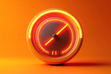 Clock with red light, illuminating darkness.