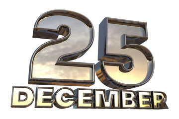 Obraz premium Isolated Logo of Silver Jubilee Anniversary. Gold Metallic Three Dimensional Alphabet 25. 3D Render Illustration. 