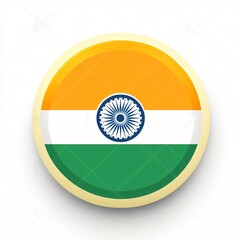 India Flag Button  Circle Badge   National Symbol  Asian Country