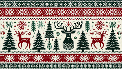 Festive holiday sweater design with reindeer. Generative AI