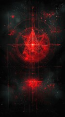 Obraz premium Red Geometric Star Cosmic Design Abstract Art
