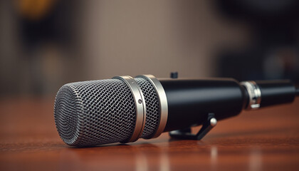 professional microphone condenser on the table