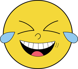 Retro Emoji Laughing Face with Tears of Joy.