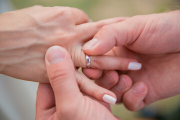 hands with wedding rings, wedding, rings, flowers