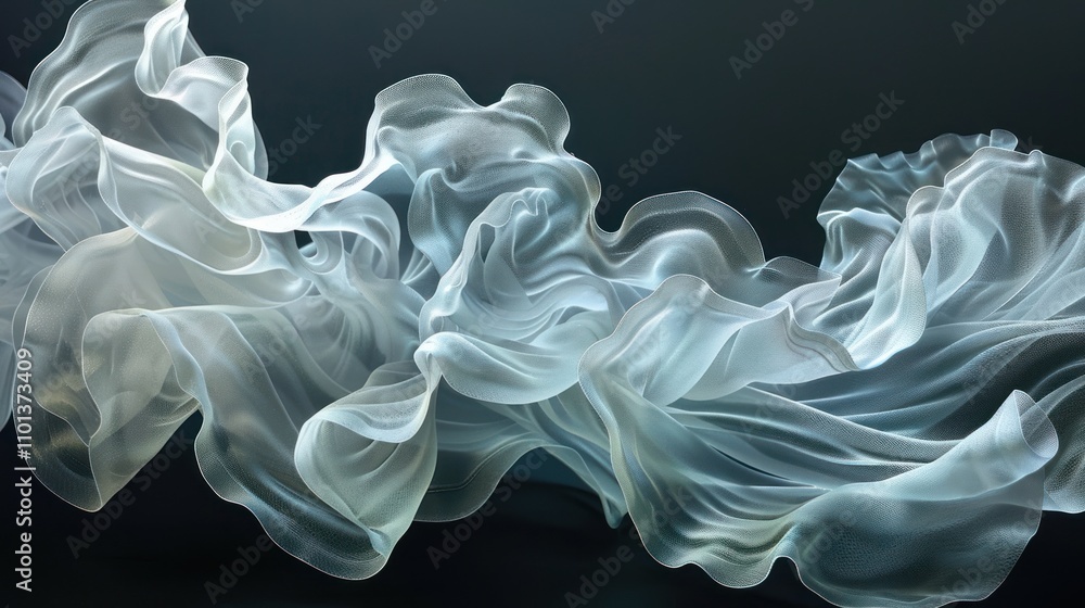 Poster a flowing, translucent fabric-like texture creating a sense of movement and elegance.