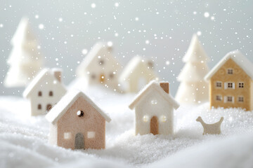 Naklejka premium 住宅と雪の風景-2