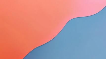 Abstract Waves of Coral and Blue Colors in Minimalist Design Background Art Photography