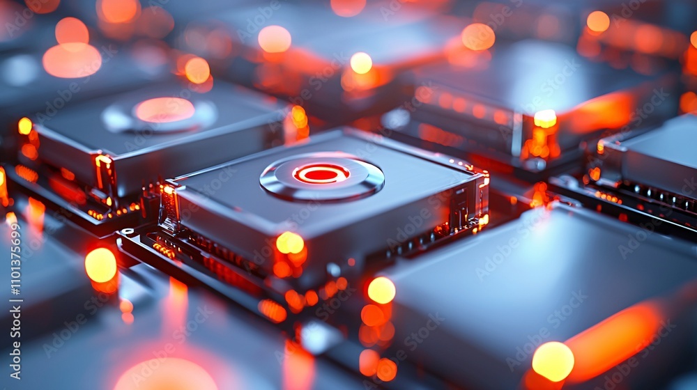 Poster futuristic technology background with glowing circuit board elements