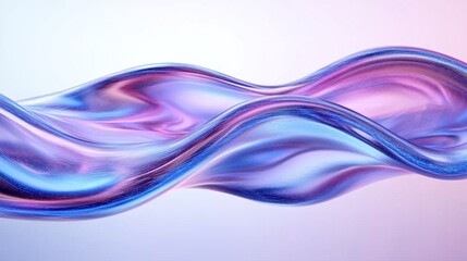 High-Resolution Cinematic Image of a Wavy, Glassy Liquid Form Shaped Like an S, Featuring Blue and Purple Color Grading Against a Crisp White Background