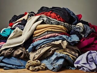 pile of dirty clothes to be washed in the bathroom