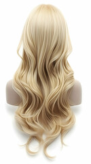 Naklejka premium Blonde Wavy Hair, Elegant, Long Locks Cascading Gracefully, Showing Soft Texture and Natural-Looking Waves