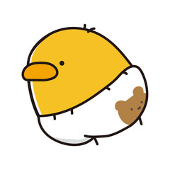 Obraz premium よちよち移動するパンツおむつをはいたまんまるひよこ