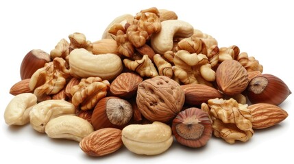 Obraz premium Assorted Nuts Mix on White Background