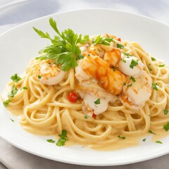 エビとクリームソースのパスタ