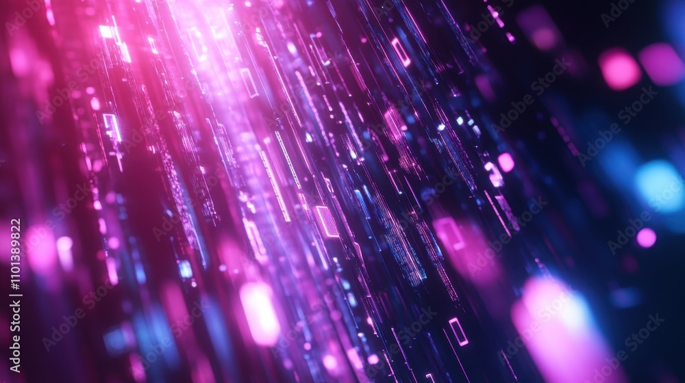 Poster abstract digital background with vibrant colors and light effects representing data flow.
