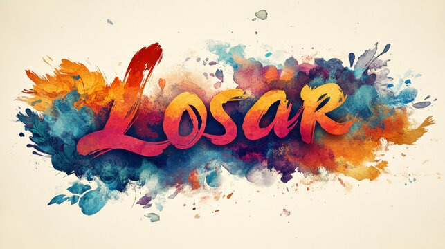 Losar Celebrating losar with colorful watercolor brushstrokes for festive graphic design