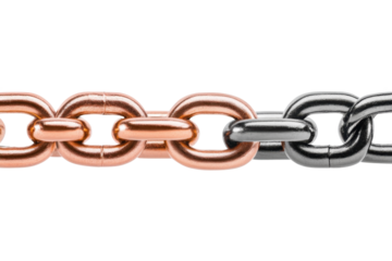 Close-up of interlinked metal chains showcasing strength and durability.