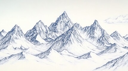 Obraz premium A serene mountain landscape depicted in a detailed, illustrative style.