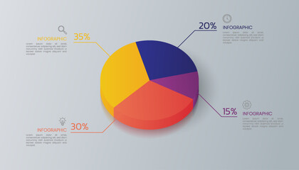 3D pie chart infographic template design