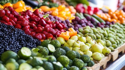 Diet Resolution Week Vibrant market display of fresh fruits and vegetables for healthy living