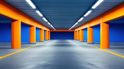 Obraz premium Brightly Colored Parking Garage with Bold Design